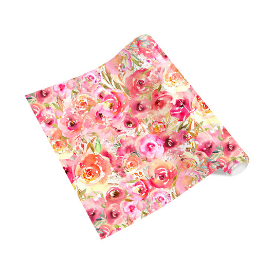 HTVSTD Pink Watercolor Flower Heat Transfer Vinyl Patterned HTV Iron on Vinyl for Fabric DIY T-Shirts,Bags