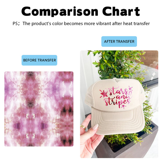 HTVSTD Pink Galaxy Sublimation Transfer Ink Paper for T-Shirts Mugs Tumblers DIY Compatible with All Machines