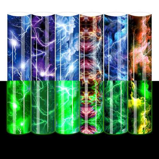 HTVSTD Blue Luminous Lightning Heat Transfer Vinyl HTV Iron on Vinyl for Fabric DIY Shirts, Canvas Bags, Hats, Aprons