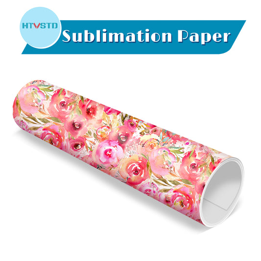 HTVSTD Pink Watercolor Flower Sublimation Transfer Ink Paper for T-Shirts Mugs DIY Compatible with All Machines